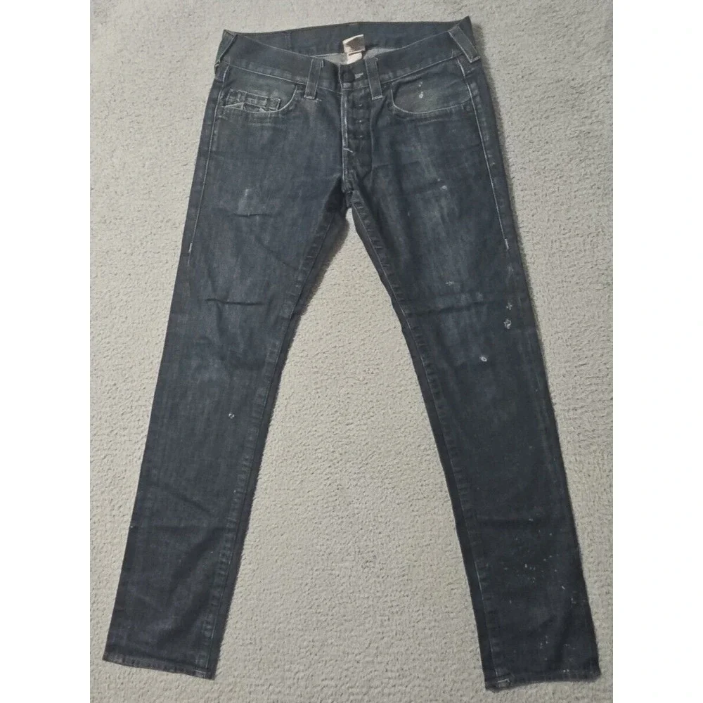 True Religion‎ Jeans Mens 32 x 33 Skinny Dark Wash Faded Distressed